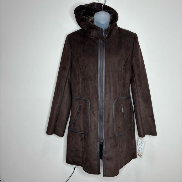 Via Spiga Deadstock 90s Y2K vintage brown espresso Long Coat size small NWT new - Picture 1 of 10